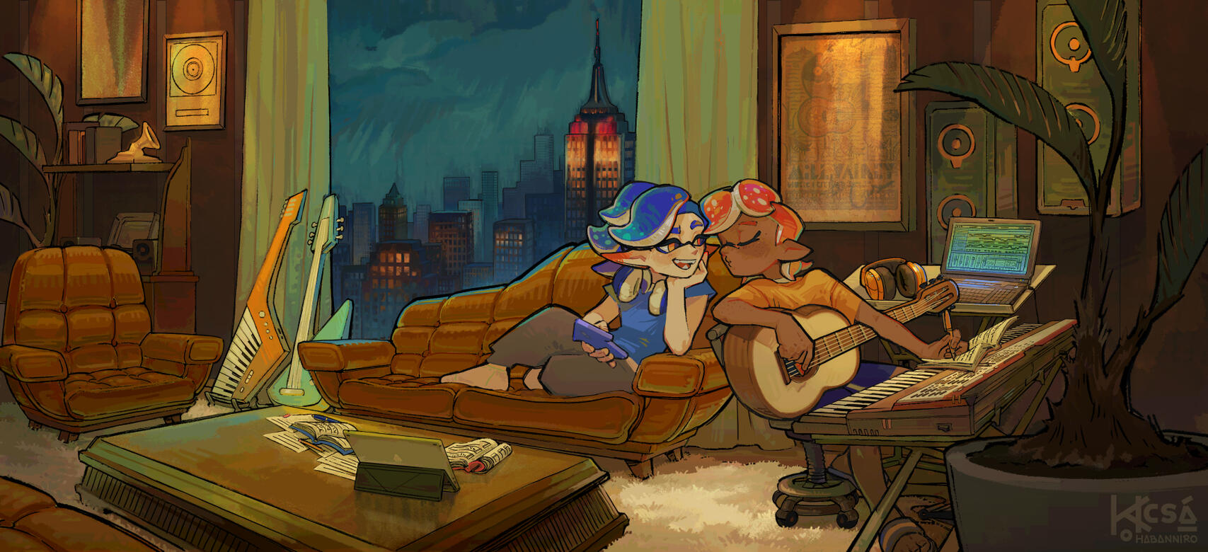 scene | lined, block color