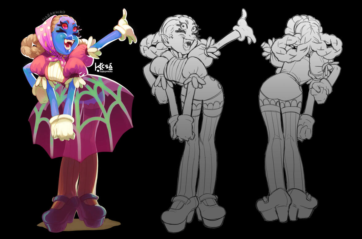 3 view | painted + sketch, no color